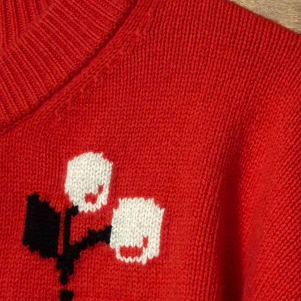 J Crew Vintage Wool Cardigan in cherry print Sz M (runs big) - Picture 2 of 13